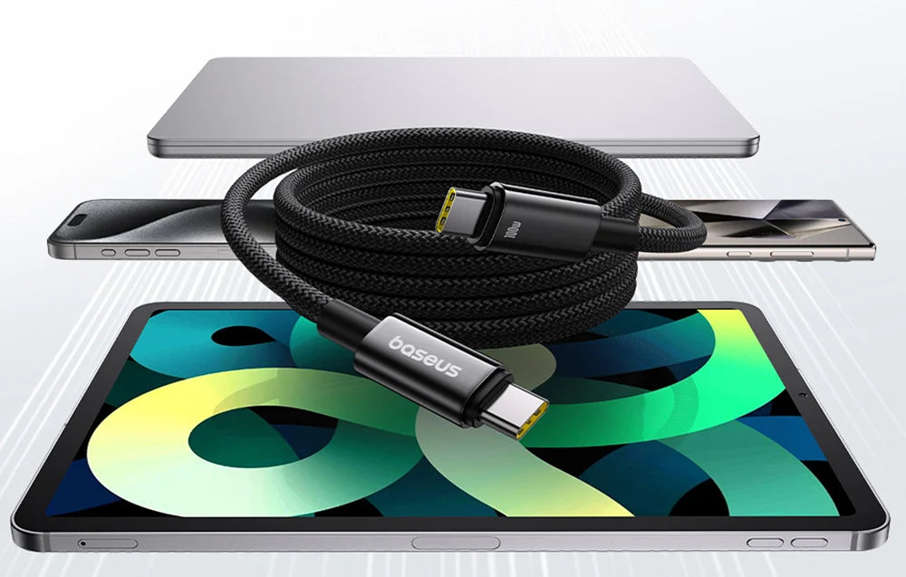 Cablu de încărcare magnetic Baseus USB-C la USB-C 100W 1m (negru) - EVOMAR - Gadgeturi pentru tine.