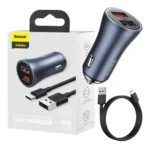 Încărcător auto Baseus Golden Contactor Pro 40W cu 2x USB și cablu USB-C 1m